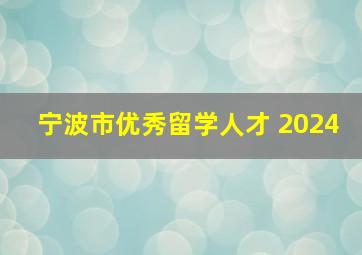 宁波市优秀留学人才 2024